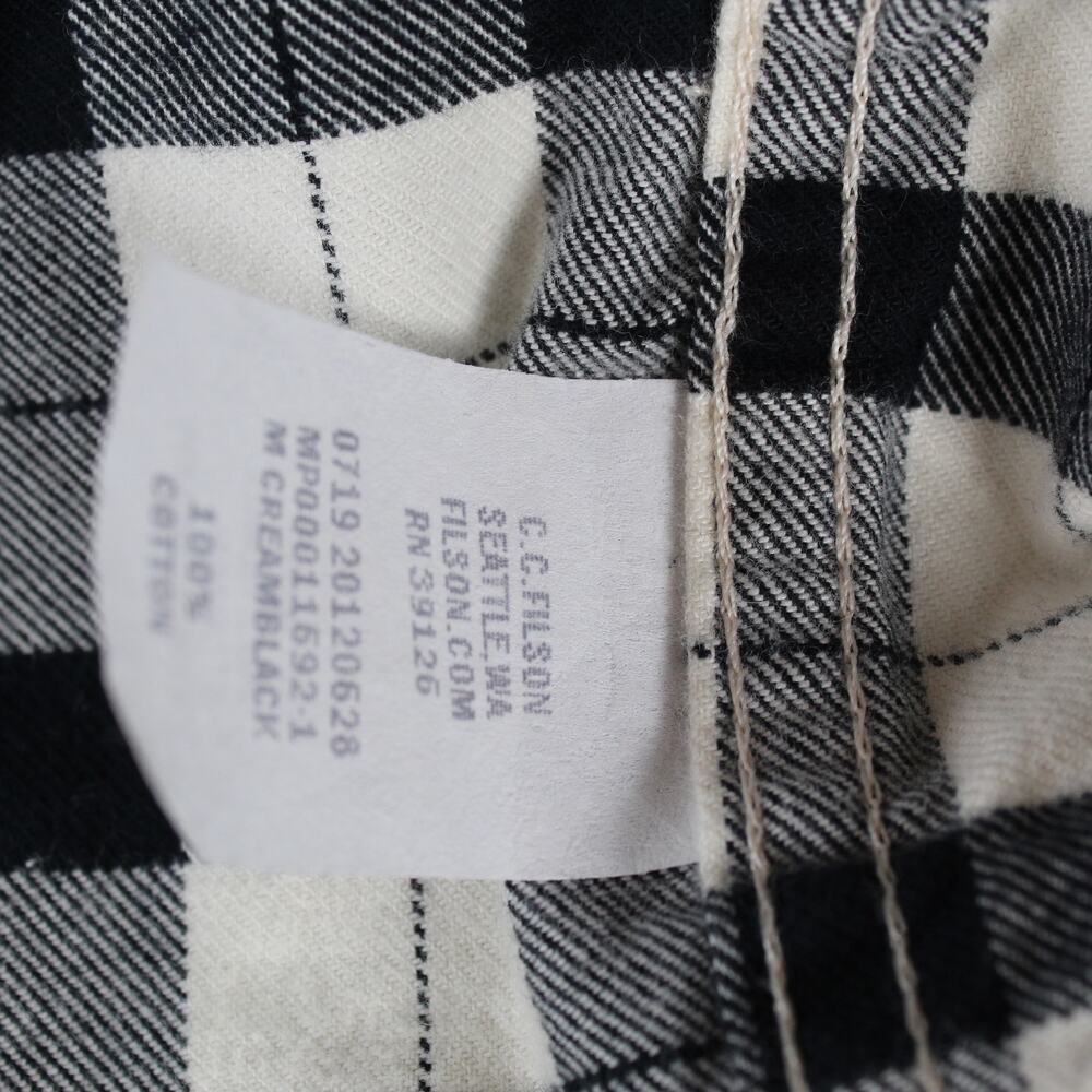 Filson Plaid Flannel Pajama Shirt Womens Medium Black Cream Button Up Cotton - Picture 5 of 5